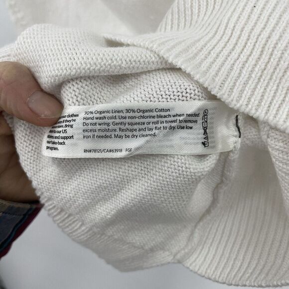 Eileen Fisher Sweater Women's Organic Linen Medium White Short Sleeve Pullover - Picture 6 of 8